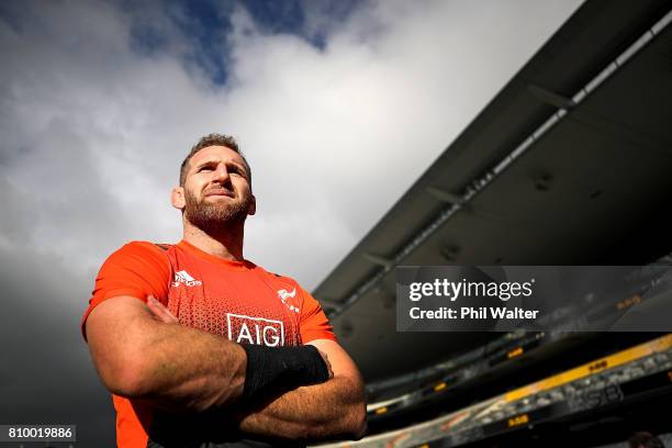 All Black captain Kieran Read poses for a portrait during the New Zealand All Blacks Captains Run at Eden Park on July 7, 2017 in Auckland, New...