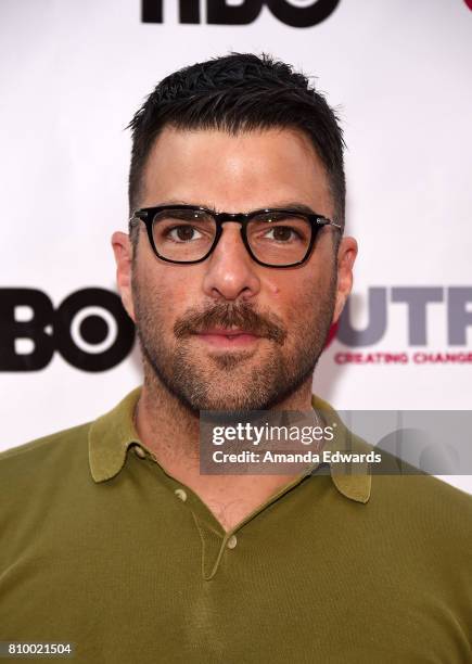 Actor Zachary Quinto arrives at the 2017 Outfest Los Angeles LGBT Film Festival Opening Night Gala of "God's Own Country" at the Orpheum Theatre on...