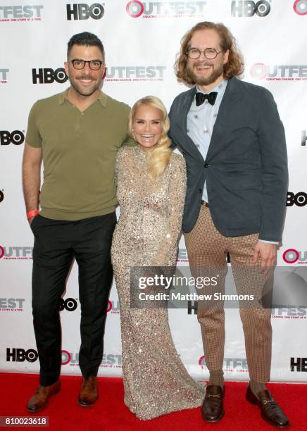 Actor Zachary Quinto, actress Kristin Chenoweth and writer/producer Bryan Fuller attend the opening night gala of 'God's Own Country' at the 2017...