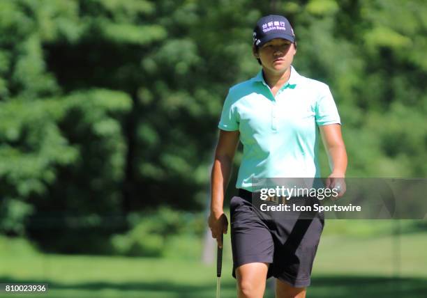 Yani Tseng walks off the green after sinking her putt during the first round of action at Thornberry Creek Country Club on July 06, 2017 in Oneida,...