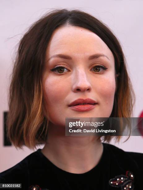 Actress Emily Browning attends the 2017 Outfest Los Angeles LGBT Film Festival Opening Night Gala of "God's Own Country" at the Orpheum Theatre on...