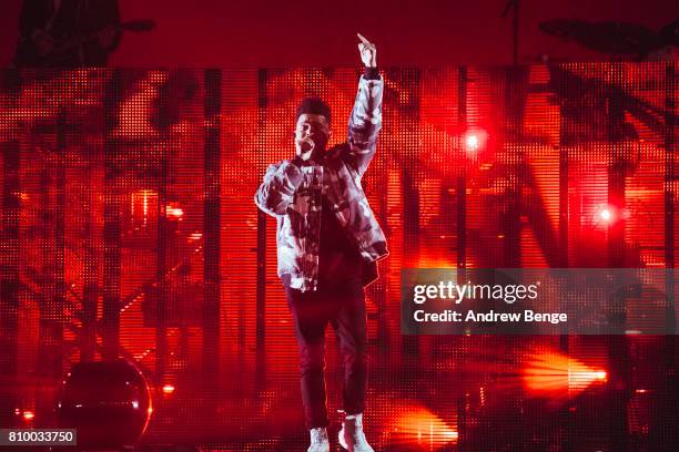 The Weeknd performs during day 1 of NOS Alive on July 6, 2017 in Lisbon, Portugal.