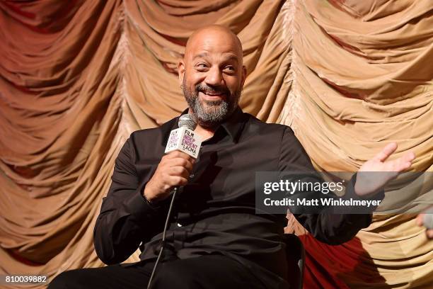 Director/producer Allen Hughes speaks onstage during the Film Independent at LACMA special screening and Q&A of "The Defiant Ones" at Bing Theatre At...