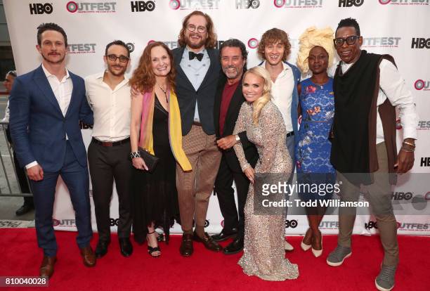 Bryan Fuller with the cast of American Gods at the 2017 Outfest Los Angeles LGBT Film Festival Opening Night Gala at Orpheum Theatre on July 6, 2017...
