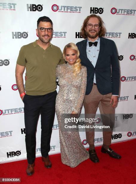 Actors Zachary Quinto and Kristin Chenoweth and writer/producer Bryan Fuller attend the 2017 Outfest Los Angeles LGBT Film Festival Opening Night...