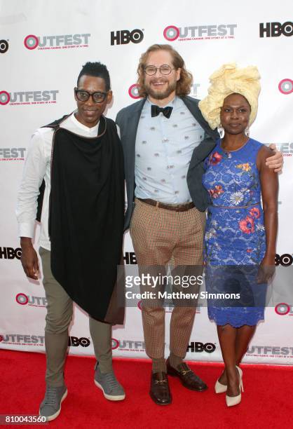 Actor Orlando Jones, writer/producer Bryan Fuller and actress Yetide Badaki attend the opening night gala of 'God's Own Country' at the 2017 Outfest...
