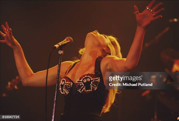 American singer Taylor Dayne performs at the Prince's Trust Rock Gala at Wembley Arena, London, 18th July 1990.