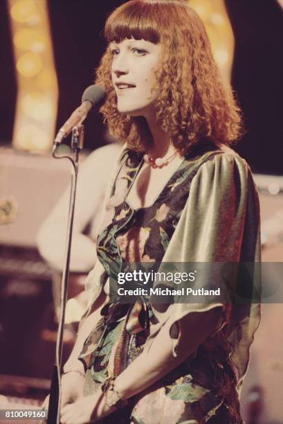 English singer Kiki Dee performing on the BBC TV music show 'Top Of The Pops', 27th March 1975.