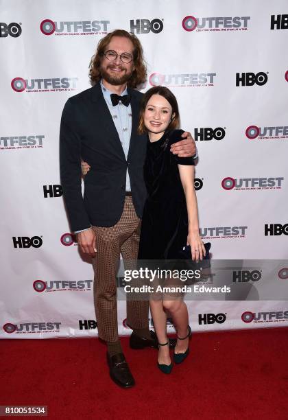 Writer Bryan Fuller and actress Emily Browning arrive at the 2017 Outfest Los Angeles LGBT Film Festival Opening Night Gala of "God's Own Country" at...