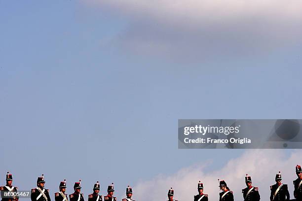 View of the Cortile di San Damaso is seen at a swearing in ceremony for the Swiss Guard on May 6, 2008 in Vatican City. The swearing in ceremony is...