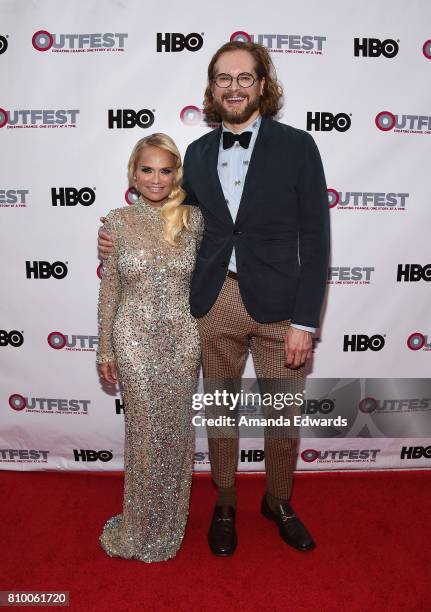 Actress and singer Kristin Chenoweth and writer Bryan Fuller arrive at the 2017 Outfest Los Angeles LGBT Film Festival Opening Night Gala of "God's...