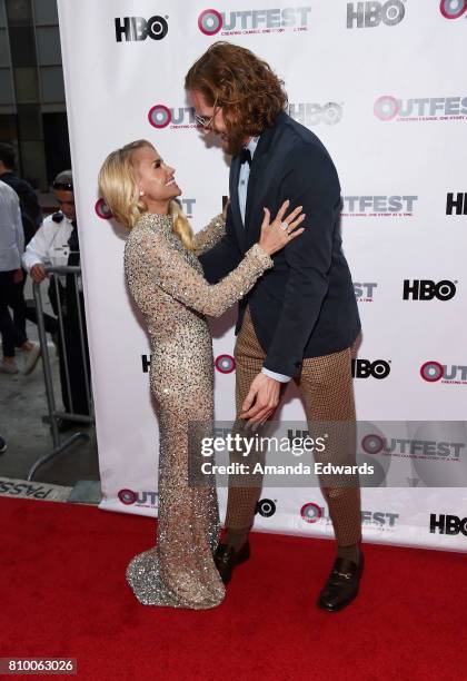 Actress and singer Kristin Chenoweth and writer Bryan Fuller arrive at the 2017 Outfest Los Angeles LGBT Film Festival Opening Night Gala of "God's...