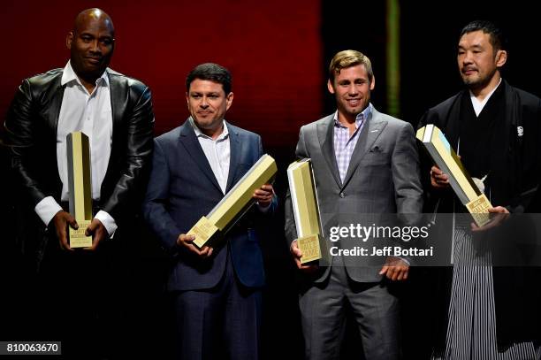 Hall of Fame inductees Maurice Smith, Joe Silva, Urijah Faber and Kazushi Sakuraba during the UFC Hall of Fame 2017 Induction Ceremony at the Park...