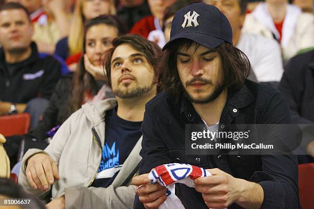 Actor Marc-Andre Grondin watches Game Five of the Eastern Conference Semifinals of the 2008 NHL Stanley Cup Playoffs between the Philadelphia Flyers...