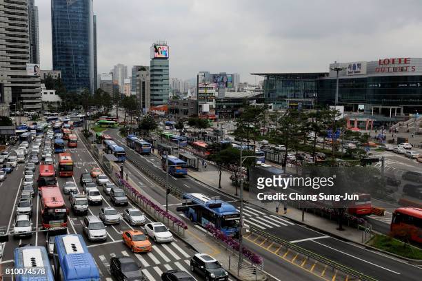 Traffic moves along a road on July 7, 2017 in Seoul, South Korea. The U.S. Said that it will use military force if needed to stop North Korea's...