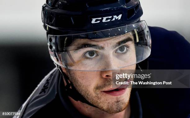 Washington Capitals defensive prospect Connor Hobbs during the Washington Capitals Development Camp at Kettler IcePlex on Friday, June 30, 2017.