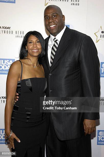 Former NBA legend Earvin "Magic" Johnson and his wife Cookie arrive at the 3rd annual USA Today Hollywood Hero Award, honoring Magic Johnson in...