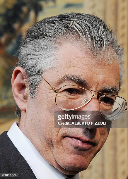 Umberto Bossi leader of the "Northern League" poses after a meeting with Italy's President Giorgio Napolitano at Rome's Quirinale presidential palace...