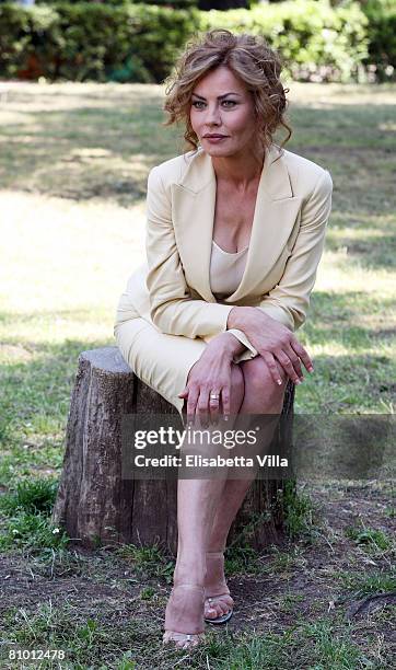 Italian actress Eva Grimaldi attends a photo call promoting Italian TV Film 'Mogli A Pezzi" held at Casa del Cinema on May 7, 2008 in Rome, Italy.