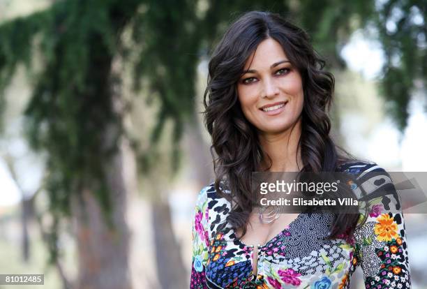 Italian actress Manuela Arcuri attends a photo call promoting Italian TV Film 'Mogli A Pezzi" held at Casa del Cinema on May 7, 2008 in Rome, Italy.