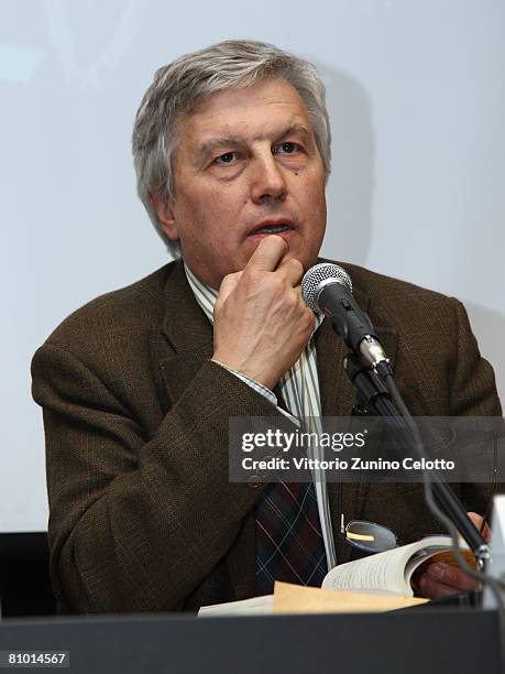 Television critic Aldo Grasso attends a press conference during the 2008 Telefilm Festival held at Cattolica del Sacro Cuore University on May 07,...