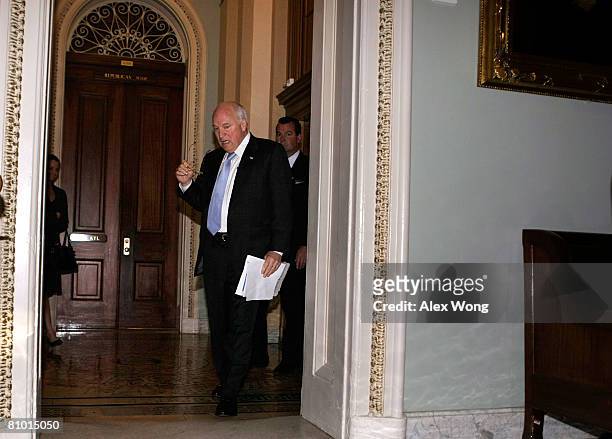 Vice President Dick Cheney arrives at the Capitol May 7, 2008 on Capitol Hill in Washington, DC. Cheney was on the Hill to attend the weekly Senate...
