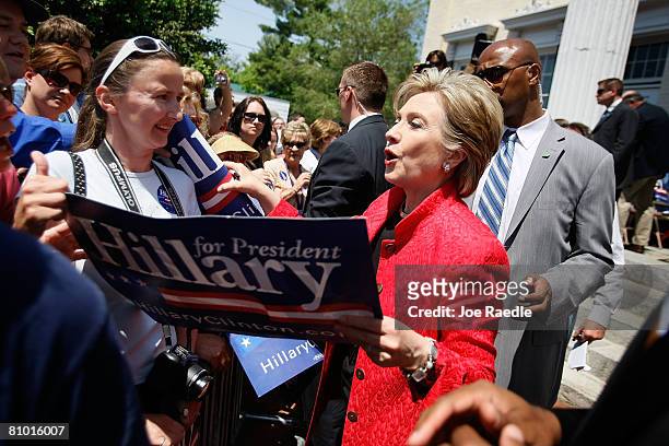 Democratic presidential hopeful U.S. Senator Hillary Clinton greets supporters at Shepherd University McMurran Hall May 7 in Shepherdstown, West...