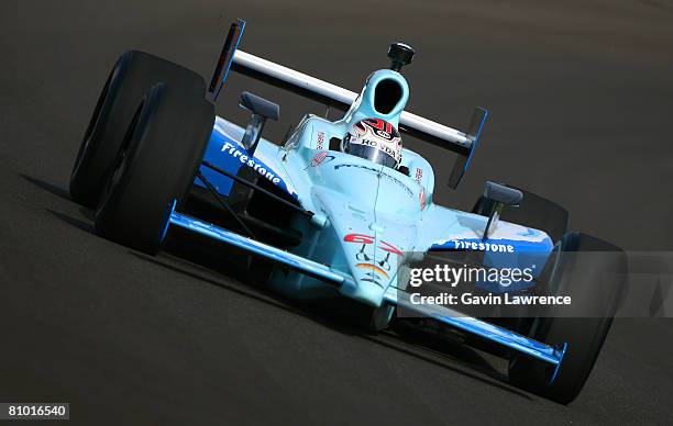 Sarah Fisher drives the Team ResQ Sarah Fisher Racing Dallara Honda, during practice for the IRL IndyCar Series 92nd running of the Indianapolis 500...