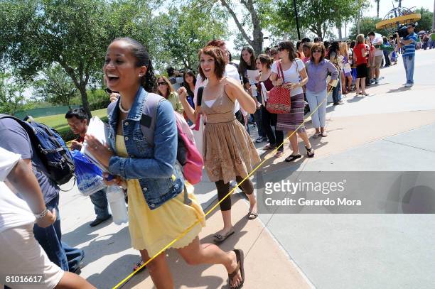 High School Musical" hopefuls line up before the opening of the Disney's High School Musical Get in the Picture Session Casting at Disney's Wide...