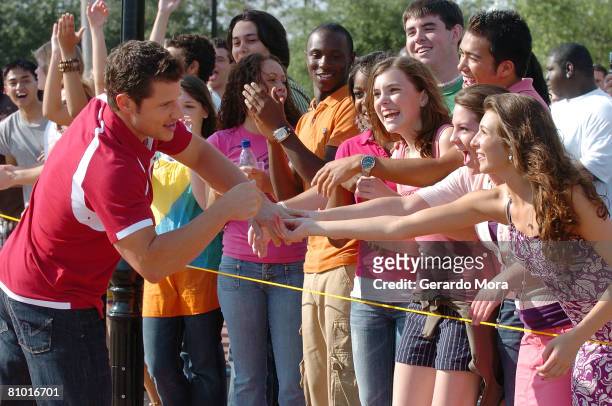 Singer and actor Nick Lachey greets with the audition's participants during the Disney's High School Musical Get in the Picture Session Casting at...