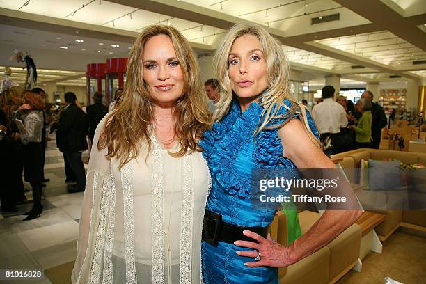 Actress Shauna Brittenham and Actress Heather Thomas poses at her Launch Party for Heather Thomas' Debut Novel "Trophies" at Barney's in Beverly...