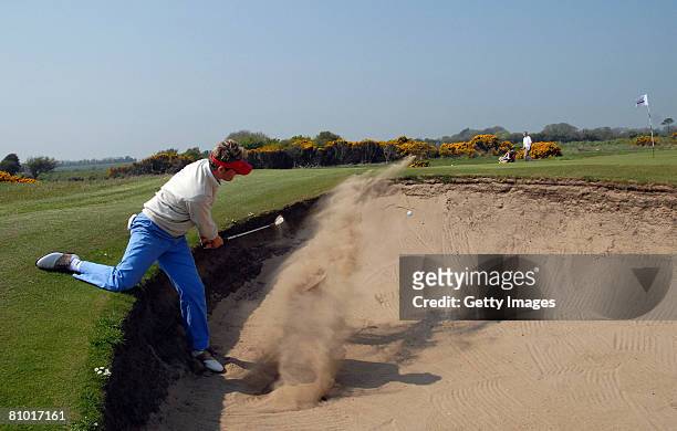 Lee Owens of Killiney playing from the bunker at the 17th green during the Glenmuir PGA Professional Championship 2008 Irish Region Qualifier at...