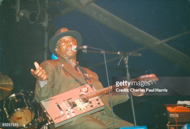 Photo of Bo Diddley at the Belgium Rhythm n Blues Festival, Peer, Belgium 1997