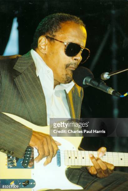 Photo of Snooks Eaglin at the Blues Jamboree, Bodelwyddan Castle, St Asaph, Wales 1990