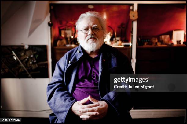 Composer and a pioneer in the musique concrète genre of electronic music Pierre Henry is photographed at his home for Le Monde on October 13, 2010 in...