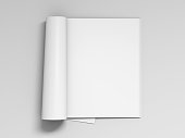 Blank white magazine pages isolated
