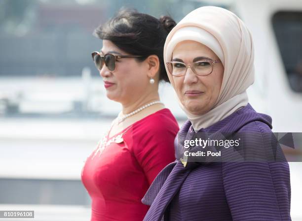 Iriana Joko Widodo, wife of Joko Widodo, President of the Republic of Indonesia, and Emine Erdogan, wife of Recep Tayyip Erdogan, President of the...