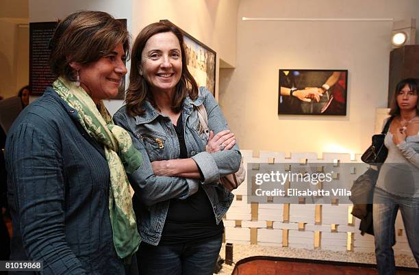 Barbara Palombelli and guest attend the "Casualties of the Nameless" Opening Exhibition by Italian photographer Marco Di Lauro held at MO.C.A. Studio...