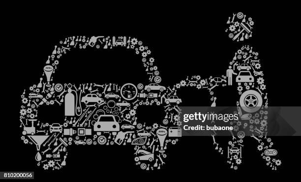 car at gas station auto repair cars and automotive vector icon background - chassis stock illustrations