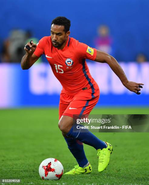 Jean Beausejour of Chile in action during the FIFA Confederations Cup Russia 2017 Final match between Chile and Germany at Saint Petersburg Stadium...