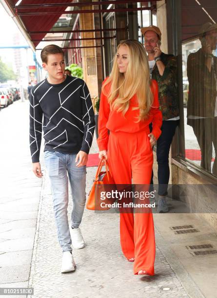 Jenny Elvers with son Paul Jolig attend the Gala Fashion Brunch Ellington Hotel on July 7, 2017 in Berlin, Germany.