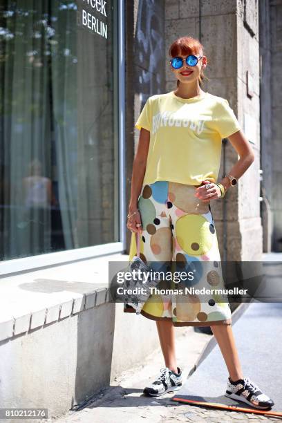 Sussan Zeck poses during the Mercedes-Benz Fashion Week Berlin Spring/Summer 2018 at Kaufhaus Jandorf on July 7, 2017 in Berlin, Germany.