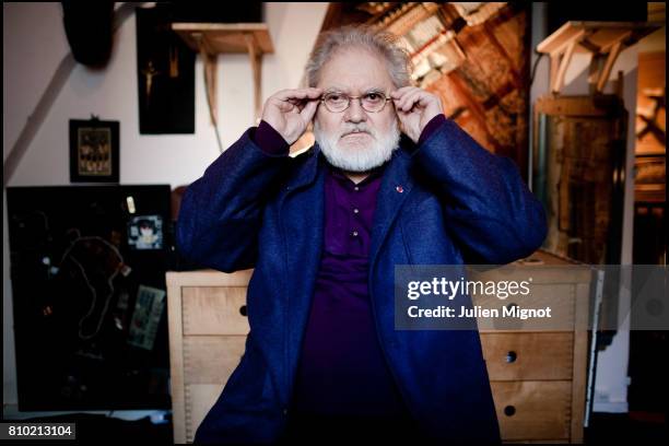 Composer and a pioneer in the musique concrète genre of electronic music Pierre Henry is photographed at his home for Le Monde on October 13, 2010 in...