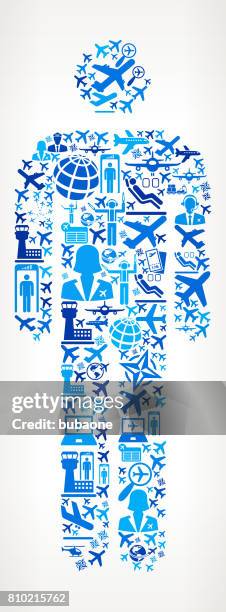 single stick figure aviation and air planes vector graphic - airport ground crew uniform stock illustrations