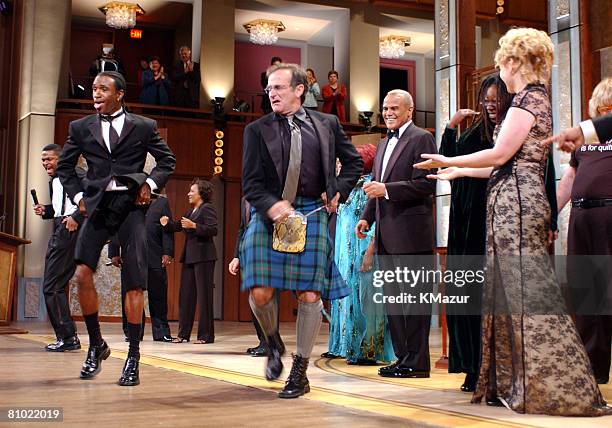 Tommy Davidson, Robin Williams, Harry Belafonte, Whoopi Goldberg, and Caroline Rhea perform at end of the show; "On Stage at the Kennedy Center: The...