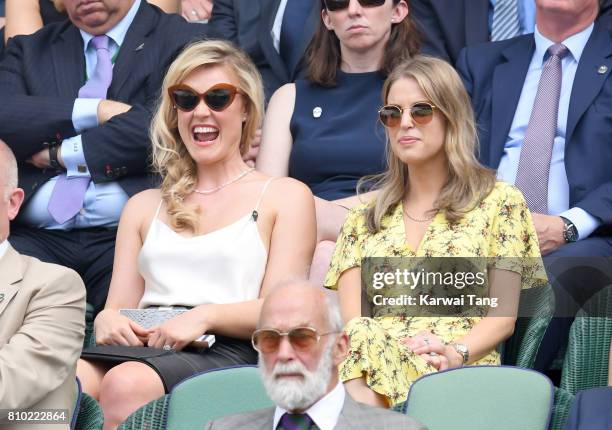 Camilla Kerslake and Amy Huberman attend day 5 of Wimbledon 2017 on July 7, 2017 in London, England.
