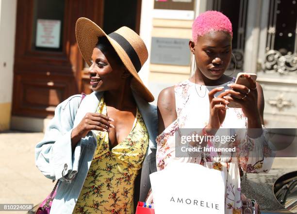 Niketa Thompson with friend attends the Gala Fashion Brunch Ellington Hotel on July 7, 2017 in Berlin, Germany.