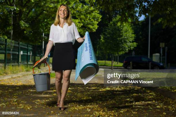 Sophie Beaudouin-Hubiere, 44 years, the new member of the French Parliament, from the Presidential party on june 17, 2017 in Limoges, France. Sophie...