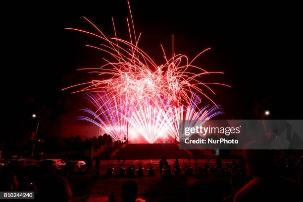 The Fourth of July Independence Day celebrations close with fireworks display over the Art Museum steps, in Philadelphia, PA, on July 4th, 2017.