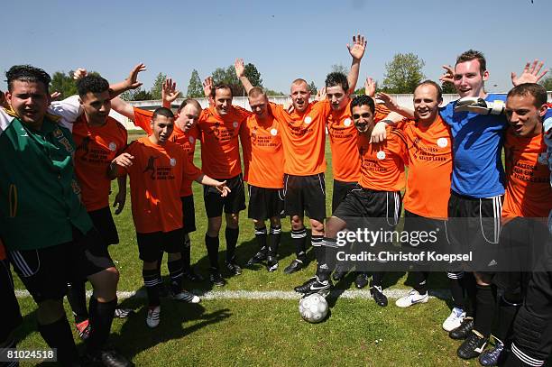 National coach Heiko Herrlich comes together with prisoners during the youth inmate football program of the German Football Association at the prison...